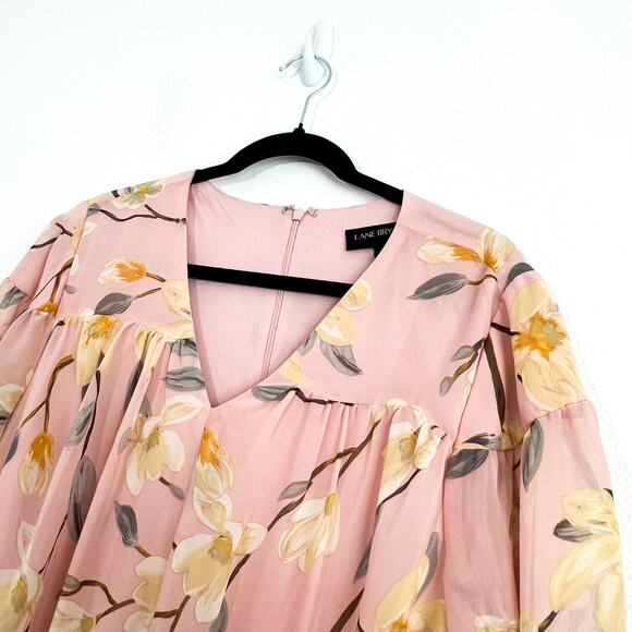 Lane Bryant Dress 14 Womens Floral Chiffon Pink Midi Wedding Guest Boho Party - Picture 3 of 8